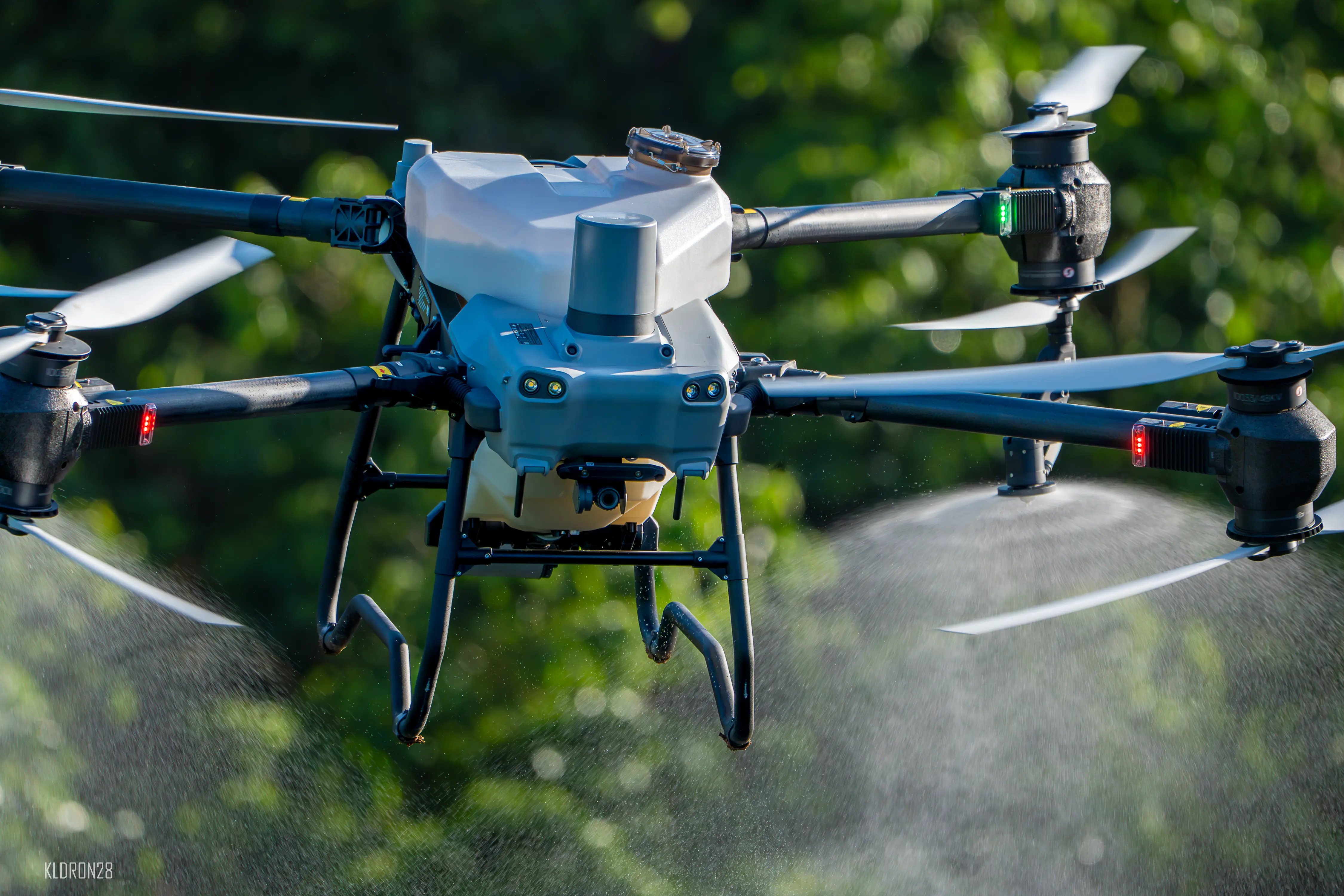 Dron en vuelo sobre cultivo